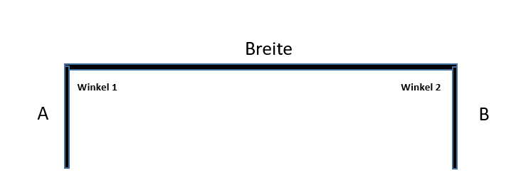 Rillenstoßverbinder Maßschema — Breite, Schenkel A, B und C