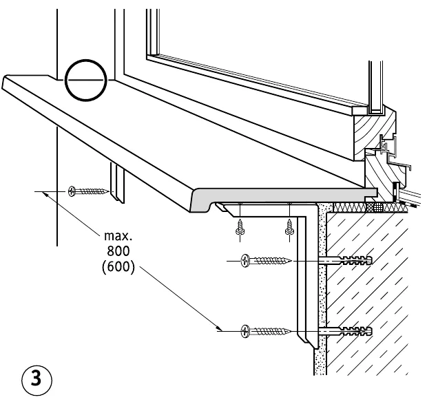 Fensterbank verschrauben