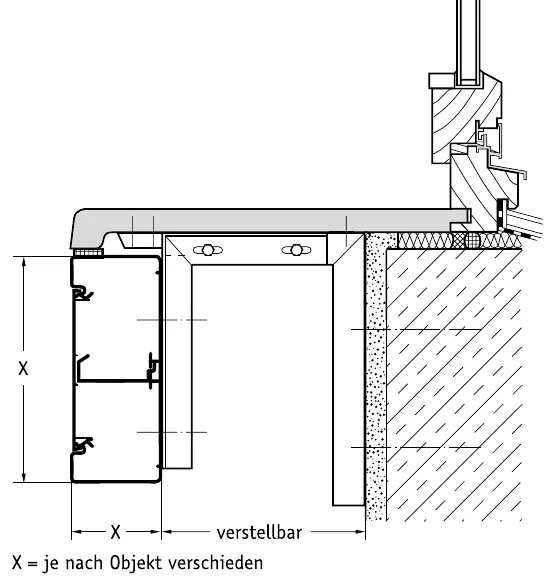 Installationskanal auf verstellbaren Konsolen
